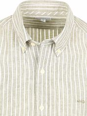 McGregor Shirt Linen Blend Stripes Green