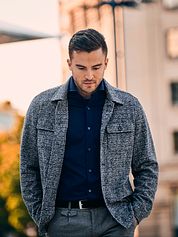 Suitable Overshirt Wool Blend Grey Blue
