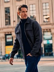 Suitable Overshirt Wool Blend Navy