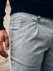 Suitable Chino Pico Pleat Flanel Print Grey