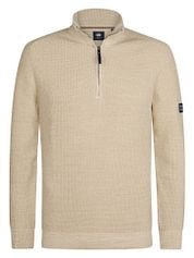 Petrol Knitted Half-Zip Sweater Nashville Beige