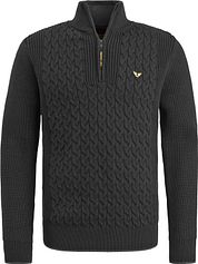 PME Legend Knitted Half Zip Pullover Cable Black