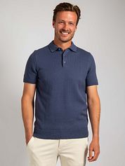 Suitable Heavy Knitted Polo Shirt Raw Denim Blue