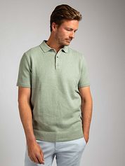 Suitable Heavy Knitted Polo Shirt Raw Light Green