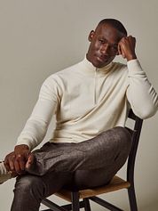 Profuomo Half Zip Pullover Luxury Off White