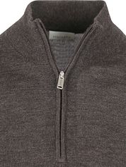 Profuomo Half Zip Pullover Merino Wool Dark Brown