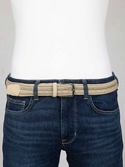 Profuomo Waxed Braided Belt Khaki