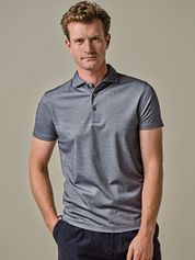 Profuomo Polo Shirt Luxury Knitted Melange Blue
