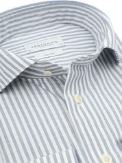 Profuomo Shirt Peached Stripes Flanel Blue