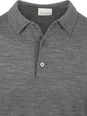 Profuomo Longsleeve Polo Shirt Merino Wool Grey
