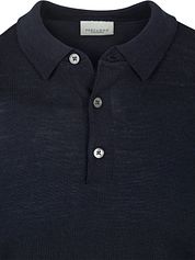 Profuomo Longsleeve Polo Shirt Merino Wool Navy