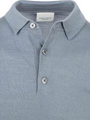 Profuomo Longsleeve Polo Shirt Merino Wool Blue