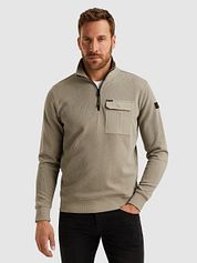 PME Legend Half Zip Sweater Interlock Jersey Khaki