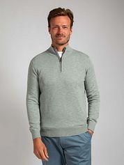 Suitable Slub Yarn Half Zip Pullover Green