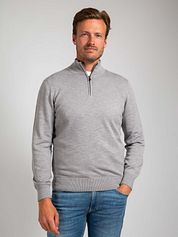 Suitable Slub Yarn Half Zip Pullover Grey