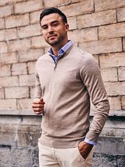 Suitable Crew Zip Merino Sand