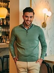 Suitable Merino Half Zip Sweater Mid Green