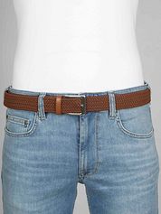Suitable Braided Belt Taupe Cognac