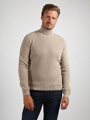 Suitable Turtleneck Pullover Structure Melange Sand
