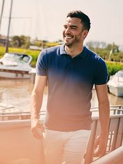 Suitable Respect Polo Shirt Structure Knit Blue