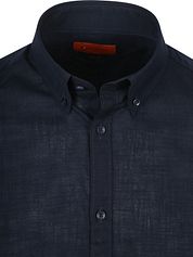 Suitable Short Sleeves Shirt Cotton Slub Navy