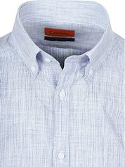 Suitable Short Sleeves Shirt Cotton Slub Stripes Blue