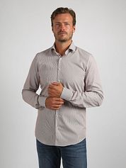 Suitable Twill Shirt Extra Long Sleeves Stripe Brown