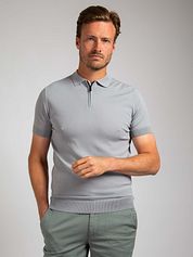 Suitable Knitted Half Zip Polo Shirt Dusty Grey