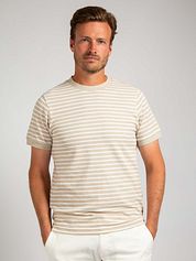Suitable T-shirt Isaac Stripe Piqué Pebble