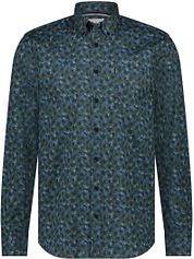 State Of Art Shirt Poplin Printed Navy Green