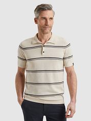 Vanguard Knitted Polo Shirt Stripes Beige