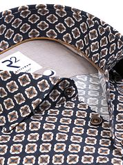R2 Shirt Camel Flower Print Navy