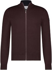 State Of Art Cardigan Fine Contrast Wool Blend Burgundy