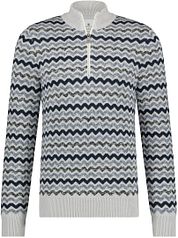 State Of Art Half Zip Gray Blue Print
