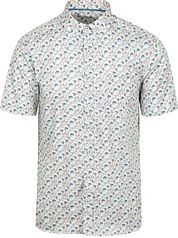 State Of Art Short Sleeve Shirt Print Twill Light Blue 