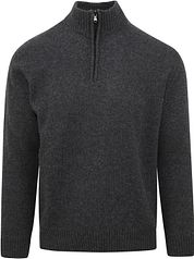Suitable Half Zip Pullover Wool Blend Anthracite