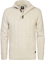 Petrol Cable Pullover Half Zip Diomede Ecru