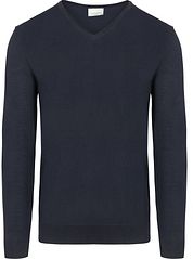 Profuomo Pullover V-Neck Merino Wool Navy