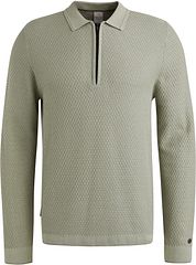 Cast Iron Long Sleeve Half Zip Polo Shirt Structure Light Green