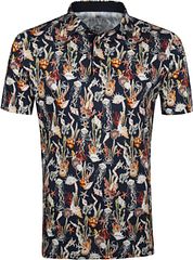 Desoto Polo Print Sea Figures Dark Blue