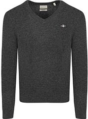 Gant Pullover V-Neck Wool Blend Anthracite