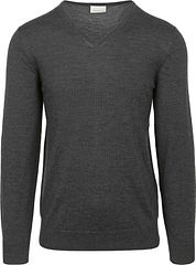 Profuomo Pullover V-Neck Merino Wool Anthracite