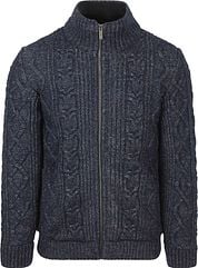 State Of Art Cardigan Cable Zip Melange Navy