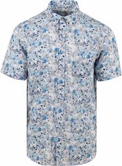 State Of Art Short Sleeve Shirt Print Flower Blue