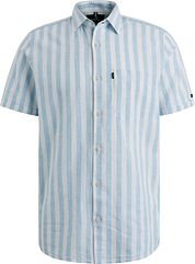 Vanguard Short Sleeve Shirt Linen Stripes Light Blue