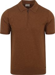 No Excess Knitted Polo Shirt Brown