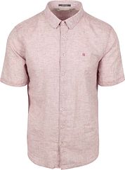 No Excess Short Sleeve Shirt Linen Blend Pink