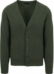William Lockie Lambswool Cardigan Dark Green