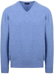 William Lockie Pullover Lambswool V Surf Mid Blue