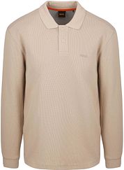 BOSS Petempestolong Long Sleeve Polo Shirt Beige